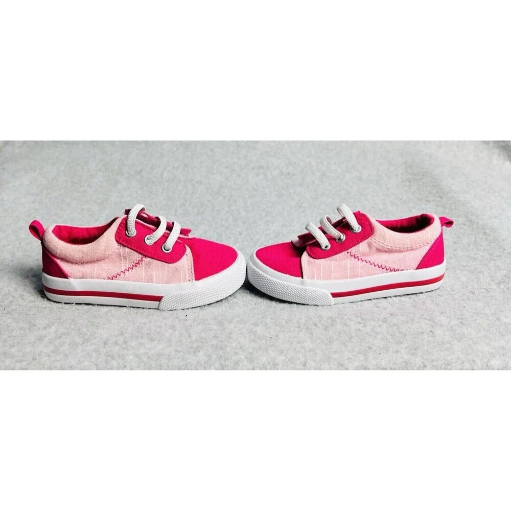 Wonder Nation Girls 5 Toddler Pink Canvas Lace Up Sneakers Casual Play Shoes